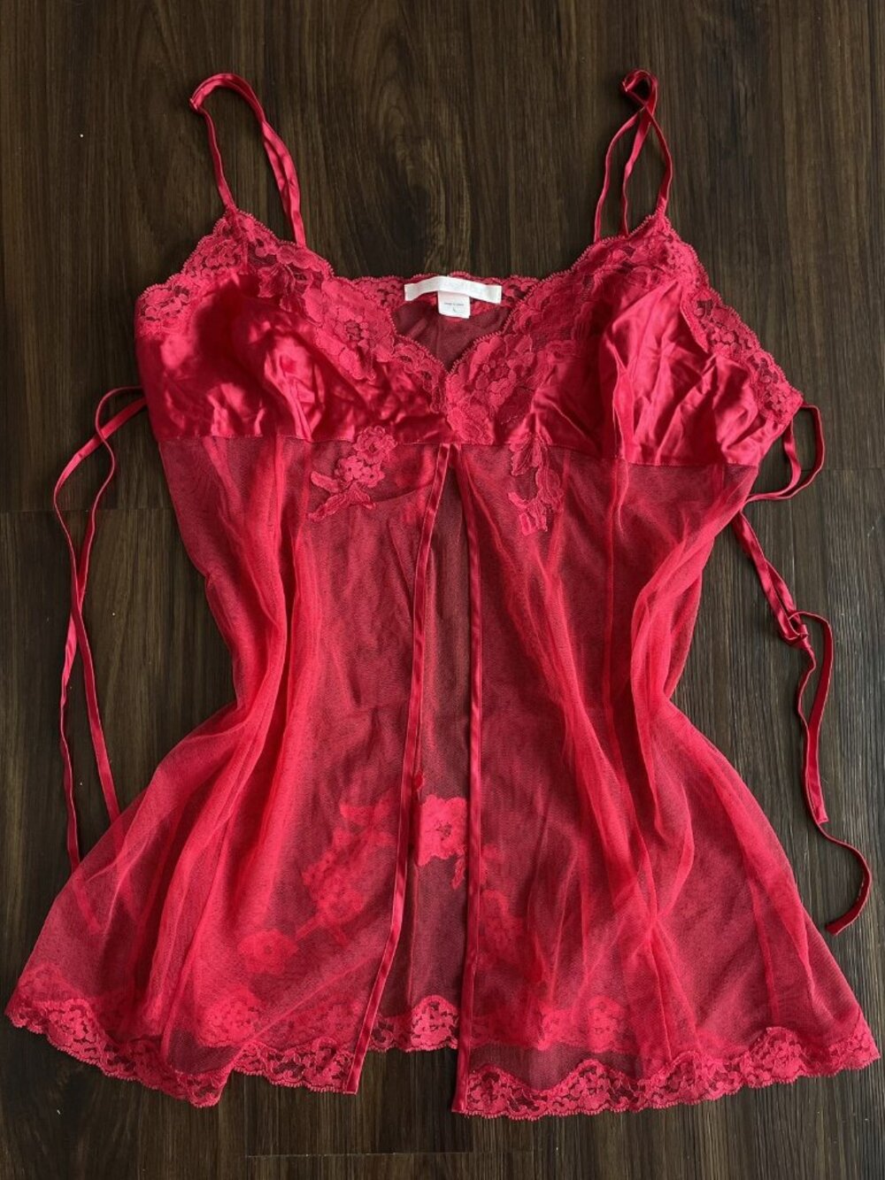 Vtg Y2K Victoria Secret Babydoll Flyaway Chemise Lingerie Large Red Silk Lace - Picture 1 of 13
